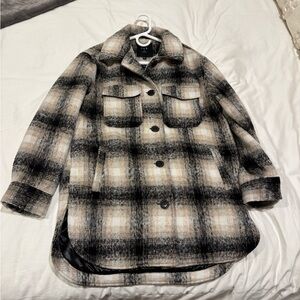 Plaid Women's Jacket - Black and Cream